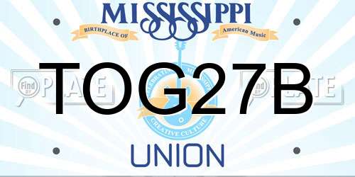 TOG27B Mississippi License Plate