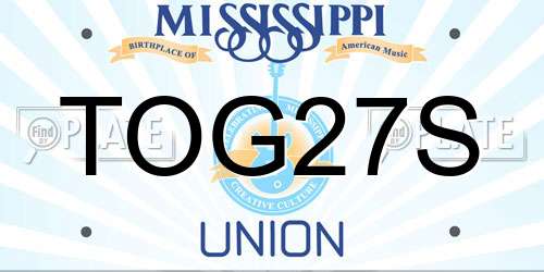 TOG27S Mississippi License Plate