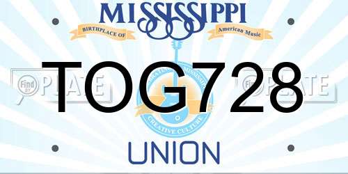TOG728 Mississippi License Plate