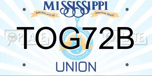 TOG72B Mississippi License Plate