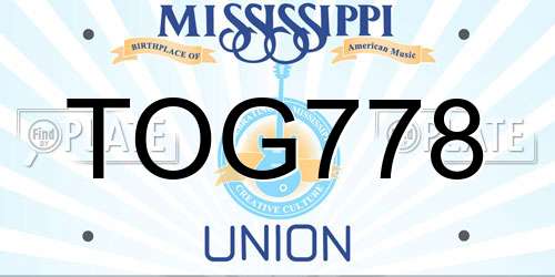 TOG778 Mississippi License Plate