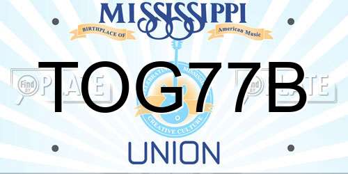 TOG77B Mississippi License Plate