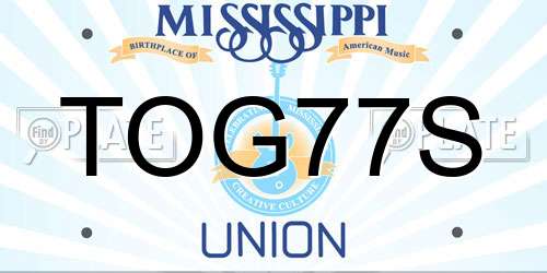 TOG77S Mississippi License Plate
