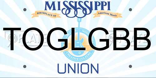 TOGLGBB Mississippi License Plate