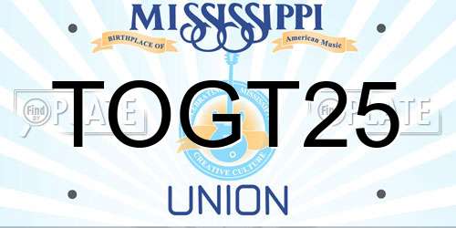 TOGT25 Mississippi License Plate