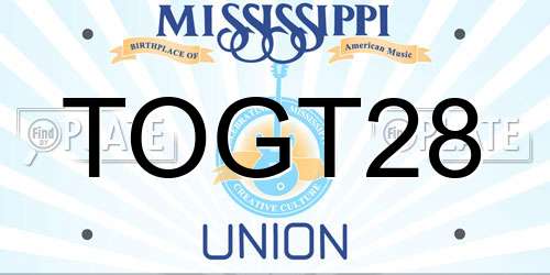 TOGT28 Mississippi License Plate