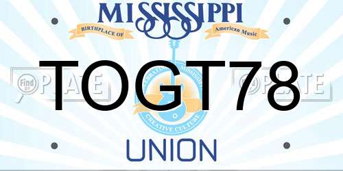 TOGT78 Mississippi License Plate