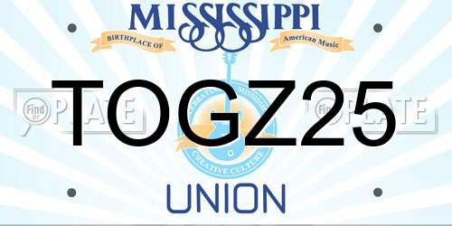 TOGZ25 Mississippi License Plate