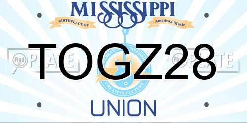 TOGZ28 Mississippi License Plate
