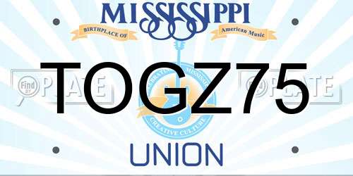 TOGZ75 Mississippi License Plate