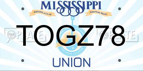 TOGZ78 Mississippi License Plate