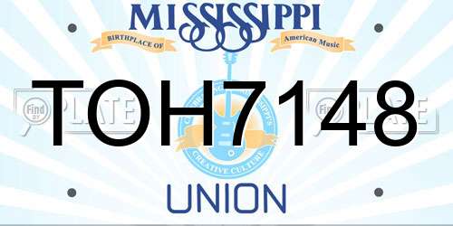 TOH7148 Mississippi License Plate