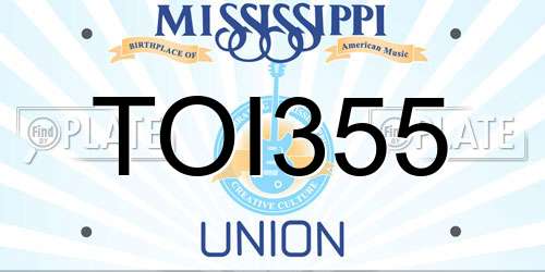TOI355 Mississippi License Plate