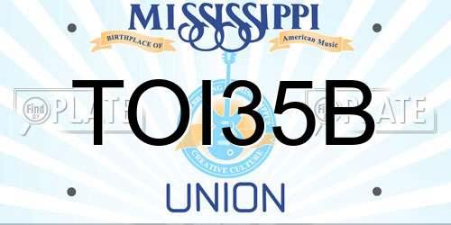 TOI35B Mississippi License Plate