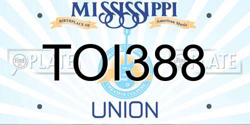 TOI388 Mississippi License Plate