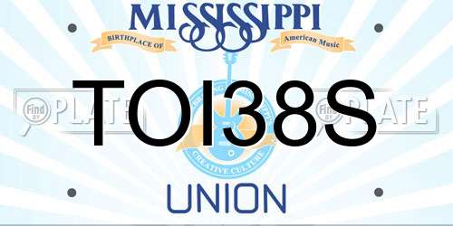 TOI38S Mississippi License Plate