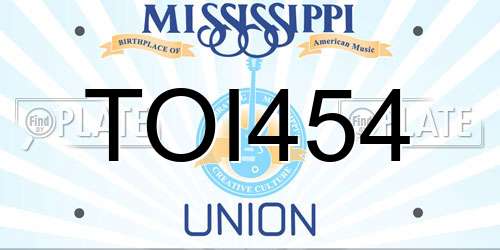 TOI454 Mississippi License Plate