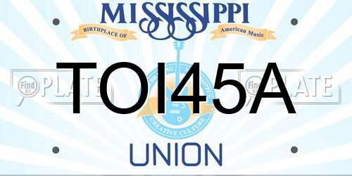 TOI45A Mississippi License Plate