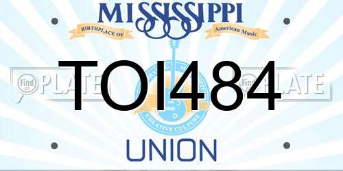TOI484 Mississippi License Plate
