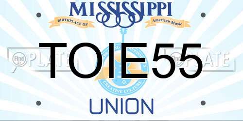 TOIE55 Mississippi License Plate