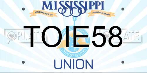 TOIE58 Mississippi License Plate
