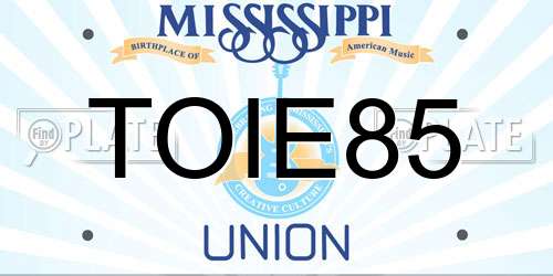 TOIE85 Mississippi License Plate