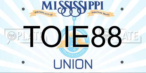 TOIE88 Mississippi License Plate