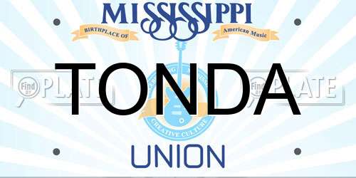 TONDA Mississippi License Plate