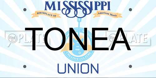 TONEA Mississippi License Plate