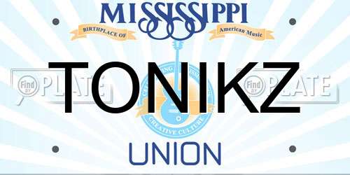 TONIKZ Mississippi License Plate