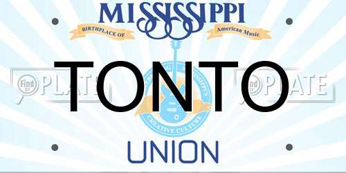 TONTO Mississippi License Plate
