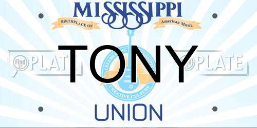 TONY Mississippi License Plate