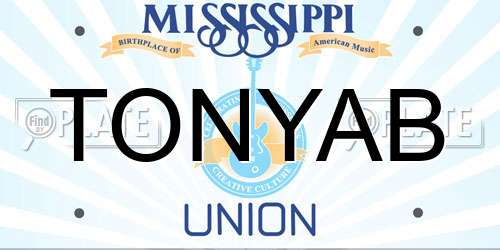 TONYAB Mississippi License Plate