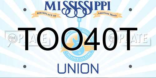 TOO40T Mississippi License Plate