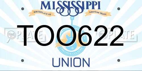 TOO622 Mississippi License Plate