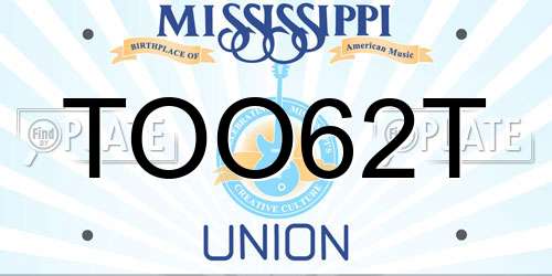 TOO62T Mississippi License Plate