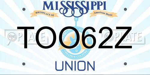 TOO62Z Mississippi License Plate