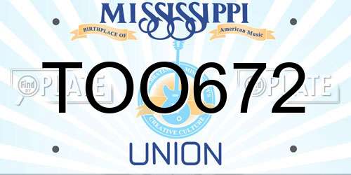 TOO672 Mississippi License Plate