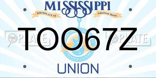 TOO67Z Mississippi License Plate