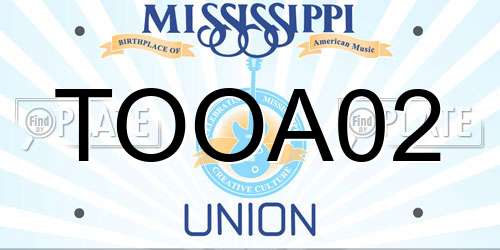 TOOA02 Mississippi License Plate