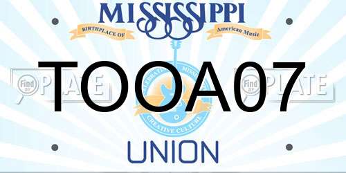 TOOA07 Mississippi License Plate