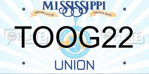 TOOG22 Mississippi License Plate