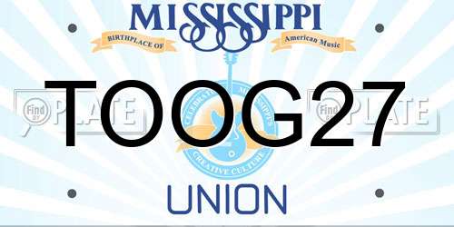 TOOG27 Mississippi License Plate