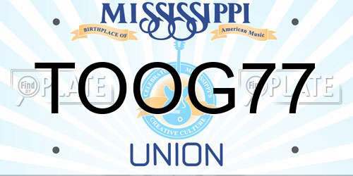 TOOG77 Mississippi License Plate