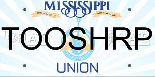 TOOSHRP Mississippi License Plate