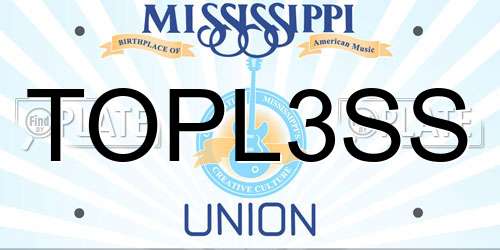TOPL3SS Mississippi License Plate
