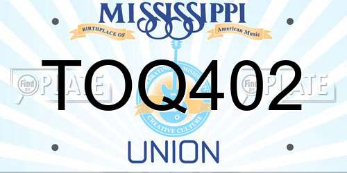 TOQ402 Mississippi License Plate