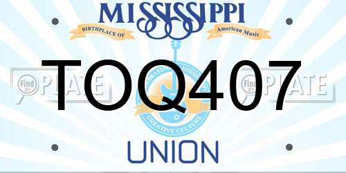 TOQ407 Mississippi License Plate