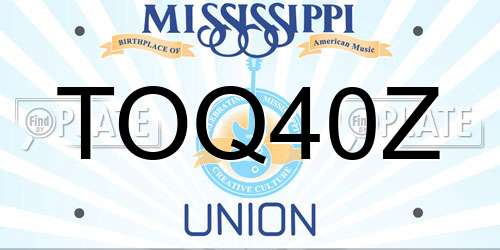 TOQ40Z Mississippi License Plate