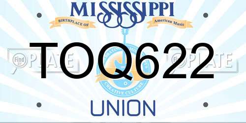 TOQ622 Mississippi License Plate